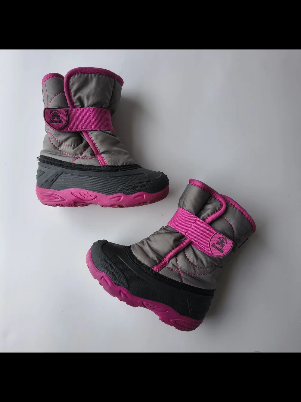 Kamik Snowbug 5 Toddler Winter Boots Size 9/26 Gray/Pink Waterproof Insulated